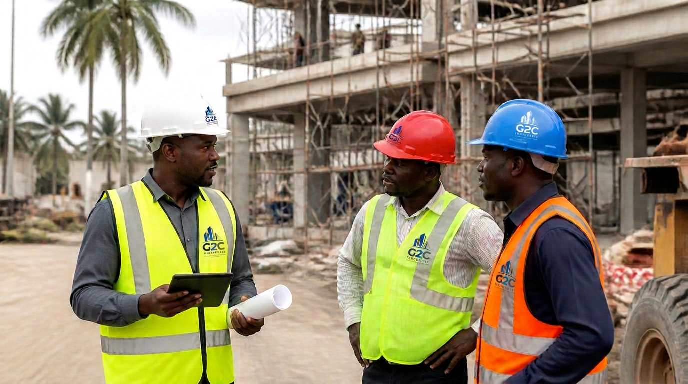 Ingénieur G2C en supervision de chantier de bâtiment au Gabon